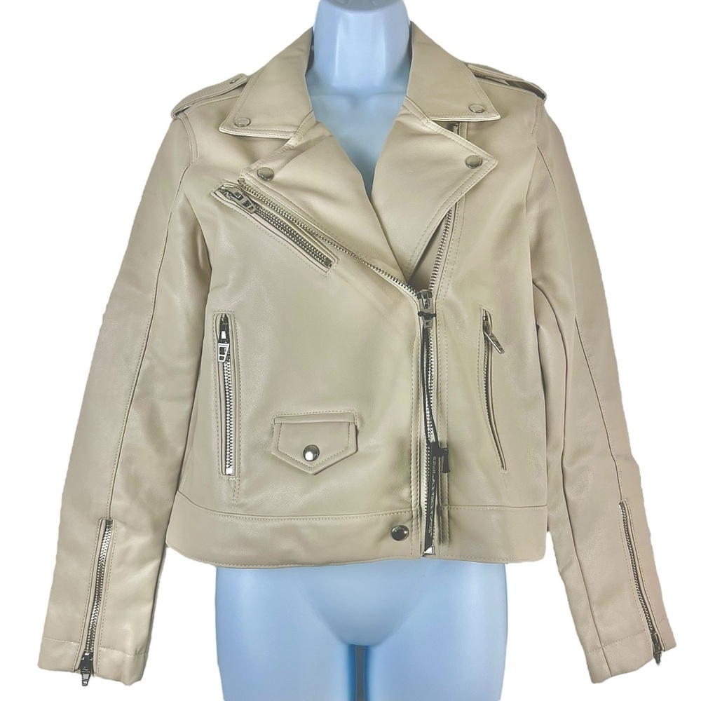 BLANKNYC NWT moto semi-fit jacket in Bone Zipper Silver Hardware - Picture 1 of 13